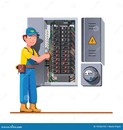 circuit breaker box with electricity bolt cartoon|Electrical Box Stock Vectors, Clipart and Illustrations .